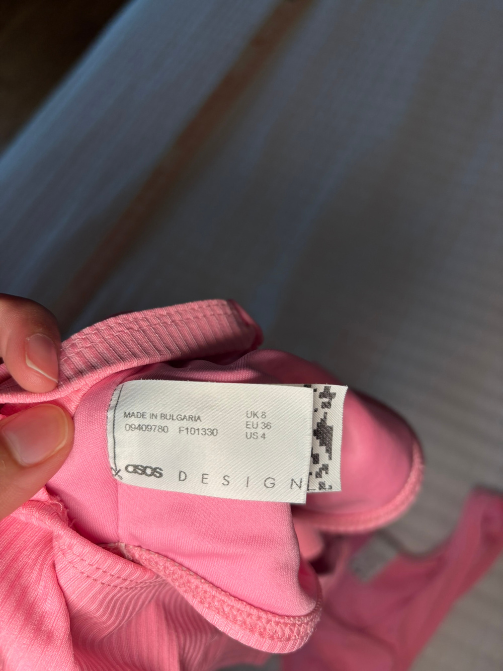Asos Design Pink Ribbed Bikini Set High Cut Size 4 - Picture 6 of 7